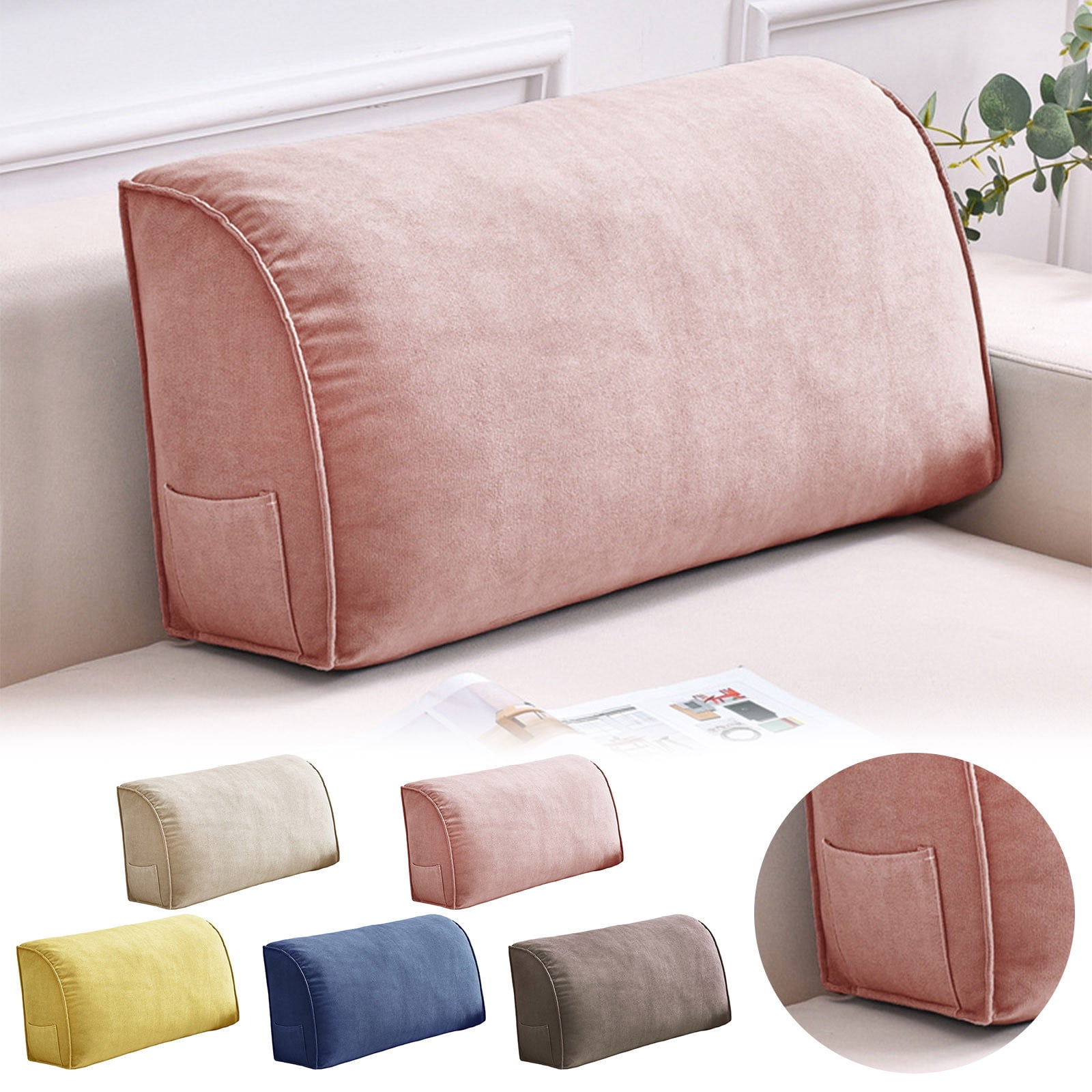 Orthopedic Wedge Back Cushion for Sofa Bed, Extra Thick Lumbar Support Pillow with Removable Washable Cover, Headboard Reading Pillow for Living Room, Neck Waist Pain Relief Comfort