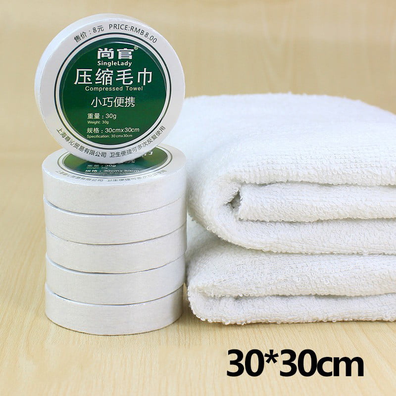 Portable Magic Mini Compressed Towel Cotton Face Washcloth Travel Reusable Size 
