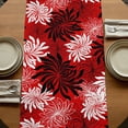 thumbnail image 5 of Botanical Chrysanthemum Burlap Cotton Table Runner 13x36 Inches Short, Abstract Spring Floral Red Black Farmhouse Table Runners, Outdoor Dining Tablecloths Decor for Baby Shower/Party/Wedding, 5 of 8