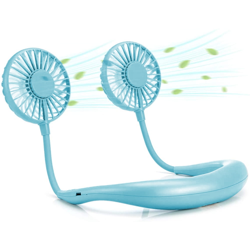 YonCog Personal Fans Hand Free Personal Fan Portable USB Battery Rechargeable Mini Fan Headphone Design Wearable Neckband Fan Dual Wind Head for Traveling Outdoor and Room Powerful Small Personal