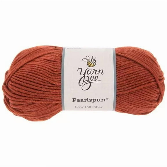 Yarn Bee Pearlspun, Medium Weight Low Pill Acrylic, 150 Yards, Rust