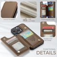 thumbnail image 2 of KOMI for iPhone 16 Pro Max Case with RFID Blocking and 5 Credit Card Holder, Premium Durable Slim Leather Magnetic Clasp Kickstand Heavy Duty Shockproof Protective Cover Brown, 2 of 5