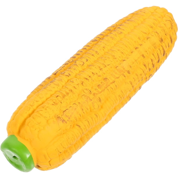KAKOWELY Juguete chirriante para mascotas con forma de maíz horneado, juguete para morder para perros, juguete para limpiar los dientes de cachorros, juguete de látex para molares de perros.