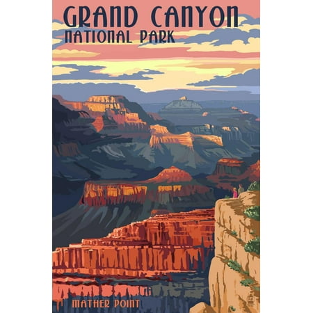 French Ad Poster - Grand Canyon National Park - Mather Point Scenic Landscape Travel Ad Poster Wall Art By Lantern Press