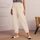 thumbnail image 2 of Pantalones de mezclilla Gibobby para mujer algodón y lino Caqui XL, 2 of 5