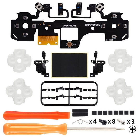 eXtremeRate Light Version Whole Clicky Kit Shoulder Face Dpad Buttons, Micro Switch L2R2 Clicky Hair Trigger Kit & Tactile L1R1 Face Buttons Mouse Click for PS5 Controller BDM-040