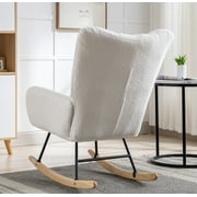 Clipeyh Indoor Internal iron frame structure+cushion board+sponge indoor Nursery, Living Room Rocking Chair, white