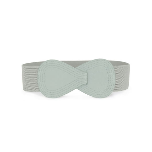 Cinturón elástico de cuero sintético con hebilla en forma de 8 Inspire Chic para ajustar la cintura de dama: 25"/63.5cm-37"/94cm Gris