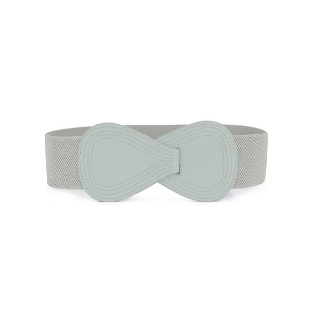 Cinturón elástico de cuero sintético con hebilla en forma de 8 Inspire Chic para ajustar la cintura de dama: 25"/63.5cm-37"/94cm Gris