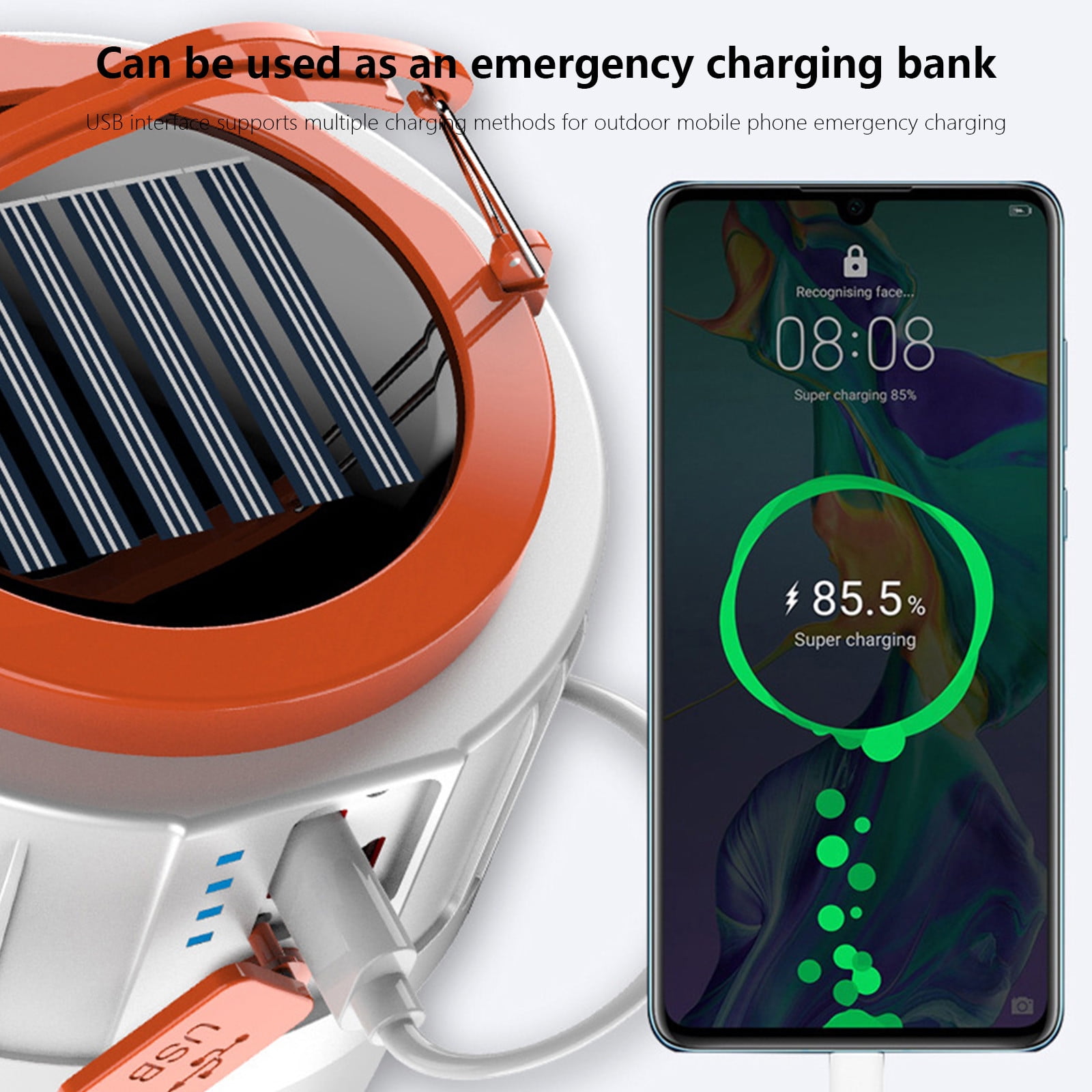 YOBOLK Camping Essentials High Power Solars LED Camping Light USB Rechargeable Bulb For Outdoor Tent Lamp Portable Lantern Emergency Lights For BBQ Hiking Clearance Camping
