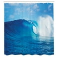 thumbnail image 3 of Ambesonne Ocean Shower Curtain, Cloudy Summer Sky Wavy, 69"Wx70"L, Navy White, 3 of 5