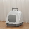 thumbnail image 3 of Thehsnt Large Cat Litter Box with Lid, Closed Kitten Litter Pan with Litter Scoop Cat Enclosed Toilet Spacious Interior Pet Supplies, 3 of 8