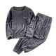 thumbnail image 2 of Conjunto de pijama de terciopelo grueso y cálido para mujer, de color liso y holgado, con pantalones de poliéster para invierno., 2 of 6