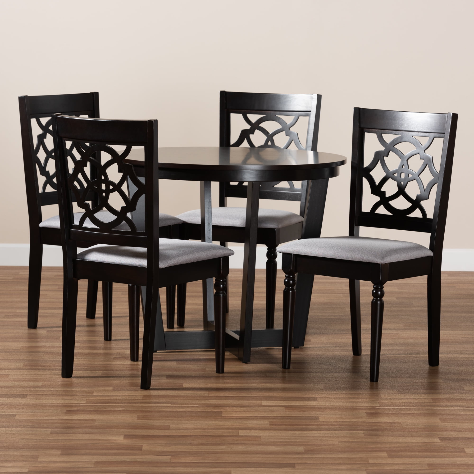 Baxton Studio Valerie Modern Dining Set, 5-Piece, Dark brown