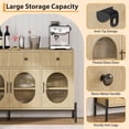 thumbnail image 4 of Eastvita 62-Inch Buffet Cabinet with Storage Large Sideboard Cabinet for Home/Kitchen/or Dining Room. Features 3 Drawers/4 Fluted Glass Doors (Natural), 4 of 6