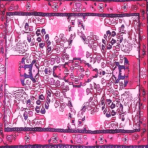 Ahgly Company Indoor Square Medallion Pink Traditional Area Rugs, 4' Square