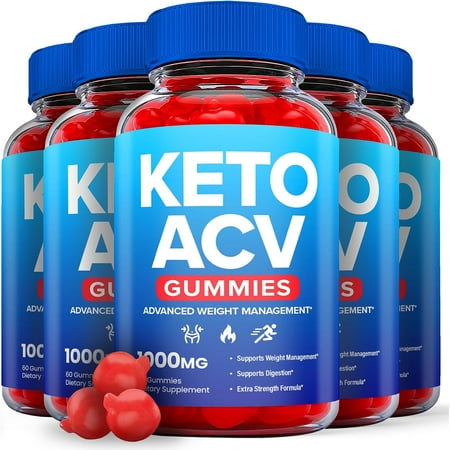 (5 Pack) Blue Burn Keto ACV Gummies - Supplement for Weight Loss - Energy & Focus Boosting Dietary Supplements for Weight Management & Metabolism - Fat Burn - 300 Gummies