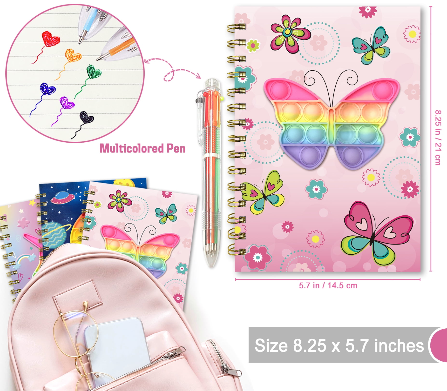 GINMLYDA Pop Notebook for Kids & Teens, Spiral Journal with