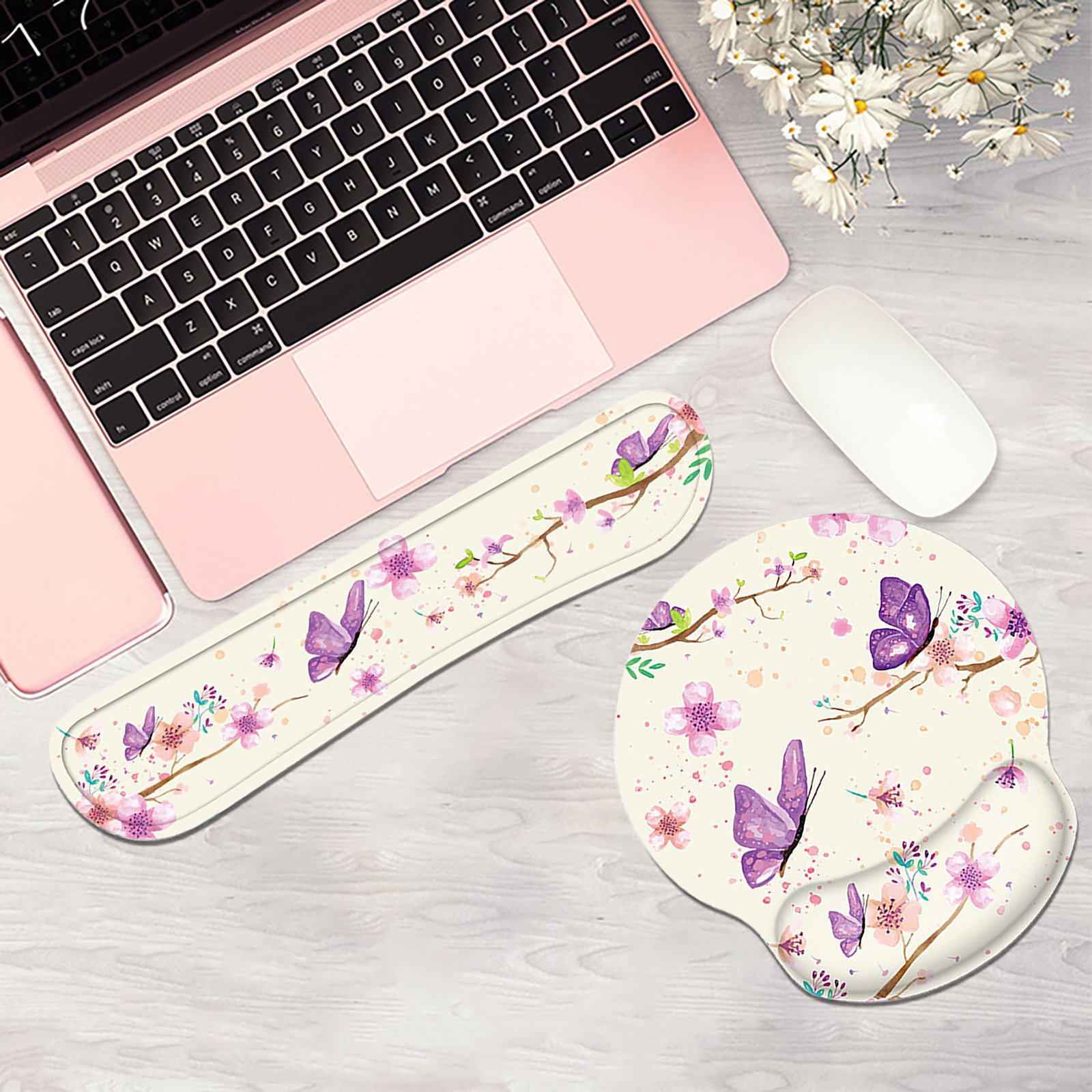 Gyouwnll Memory Foam Keyboard Gel Wrist Rest Set, Easy To Type Pain