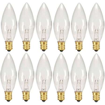 Twisted Candle Bulb Creative Hobbies? Replacement Light Bulbs for Electric Candle Lamps & Chandeliers - 7 Watt, Clear, Steady Burning - Pack of 12 ()