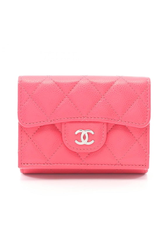 Pre-Owned CHANEL Classic Small Flap Wallet Matelasse Trifold in Calfskin Leather, Women's,...