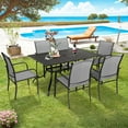 thumbnail image 2 of SUNCROWN 7 - Piece Outdoor Dining Set, Patio Furniture Set with 6 x Textilene Dinning Chairs and 1 Steel Slat Metal Bistro Table for Lawn Garden Backyard Deck, Grey, 2 of 9