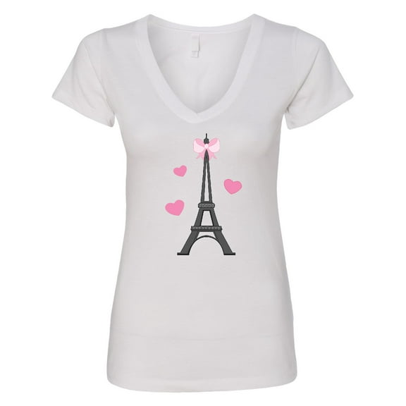 Inktastic Paris Lover Eiffel Tower Women's V-Neck T-Shirt
