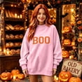 thumbnail image 6 of IAJDKMEK Womens Sweatshirt Halloween Print Top — Round Neck Loose Long Sleeve, Fall Tops for Women Festive Pullover,Pink M, 6 of 6