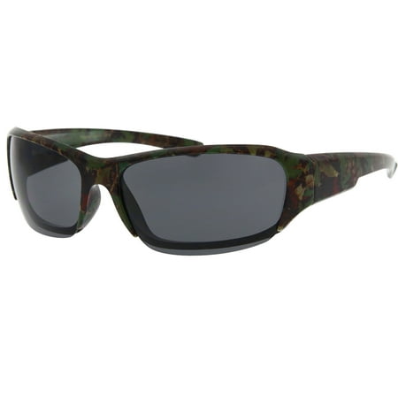 Hunting Camouflage Sports Wraparound Half Frame Sunglasses Camo mossy oak, Green Camo