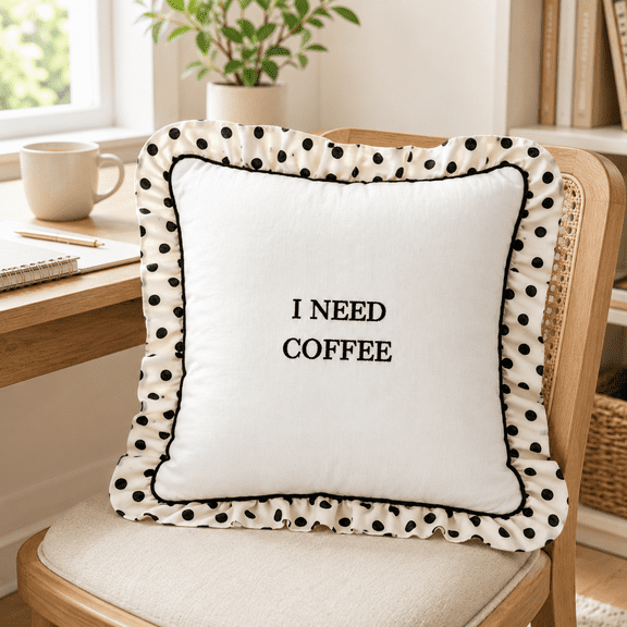I Need Coffees - Pun Throw Pillow,Funny Cute Decorative Pillows Cushion for Couch Bed Office Home Decor Gift 14x14 In(White)