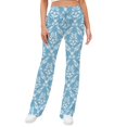 thumbnail image 2 of White Damask Light Blue Pattern Women's Wide Leg Lounge High Waisted Loose Work Casual Outfits Trousers, 2 of 8