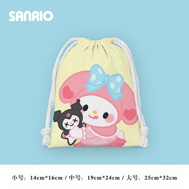 My Melody-Bolsa de almacenamiento de algodón Kawaii para mujer, monedero pequeño con cordón, bolsa de tela pequeña de viaje, bolsa de regalo de Navidad