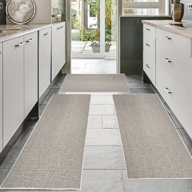 Sale Today Clearance! Large Burlap Rug Set, 3-Piece Solid Color Indoor/Outdoor Doormat, Non-Slip, Durable Kitchen, Office Mat, Oil & Wear-Resistant, Easy-Clean