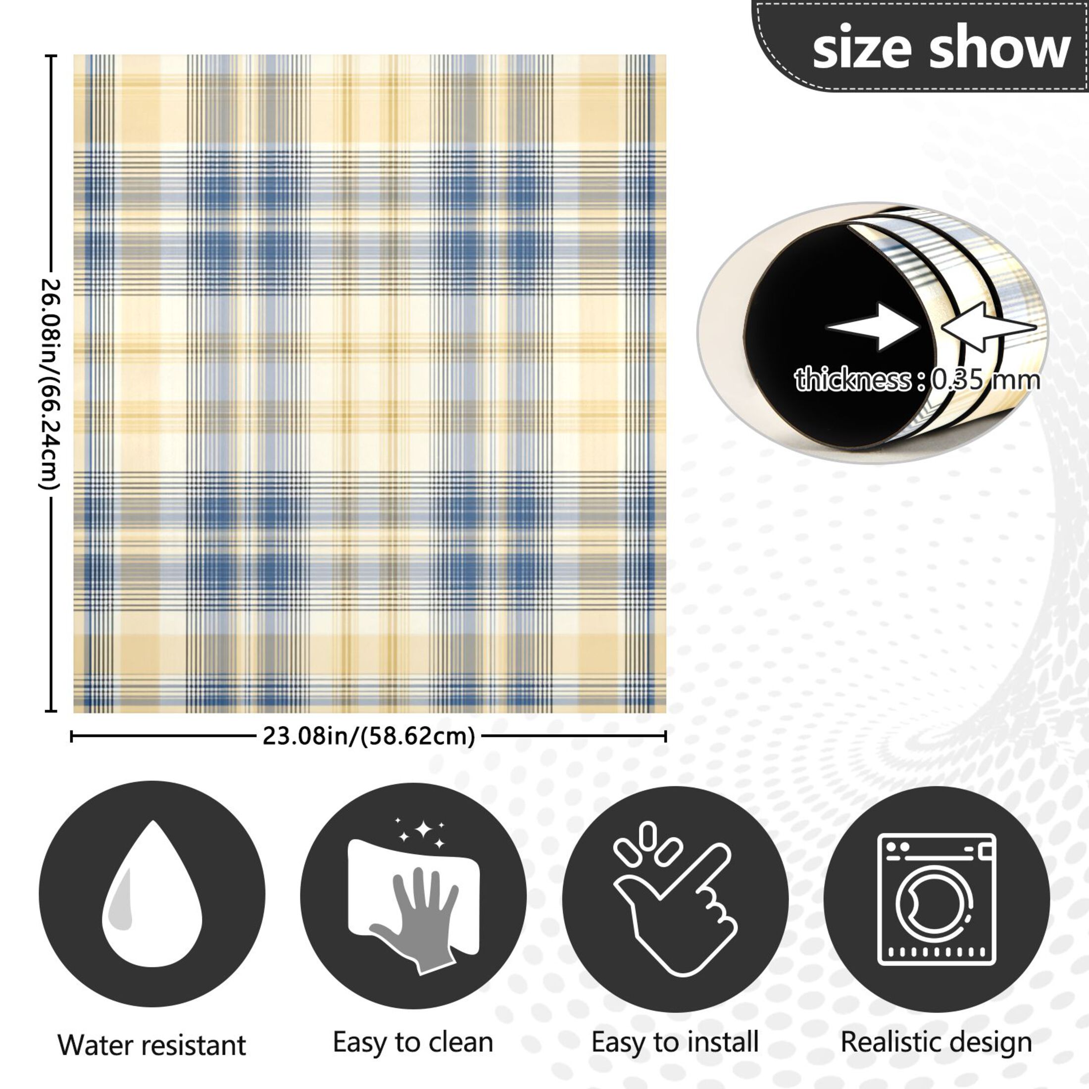 Dishwasher Magnetic Refrigerator Magnet Cover Sticker Home Decorative 23"x26" Deep Blue and Yellow Tartan