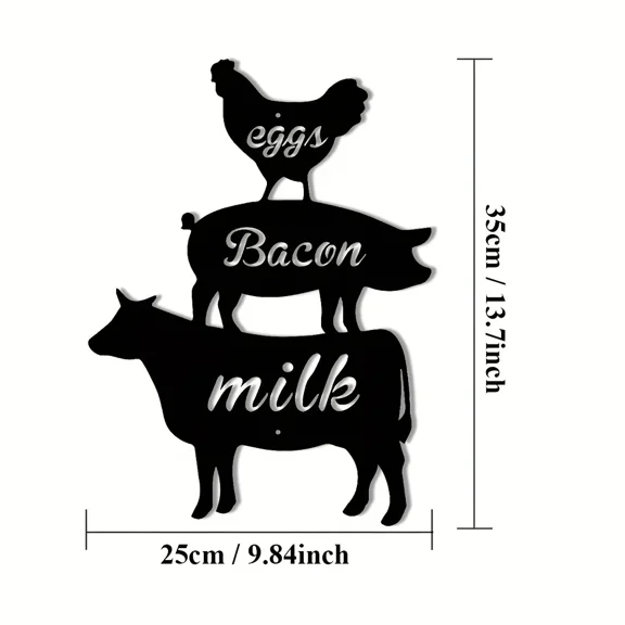 1PC Metal Wall Art Farm Animals Decor, Farmhouse Sign,Wall Hanging Plaques Ornaments for Garden Party Dcor