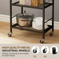 thumbnail image 5 of 3-Tier Metal Storage Rack with Industrial Wheels,Mesh Shelving Unit with Wooden Table top,Adjustable Shelf,16.9-Inch Width,for Kitchen,Laundry,Pantry,Plant,Black, 5 of 14
