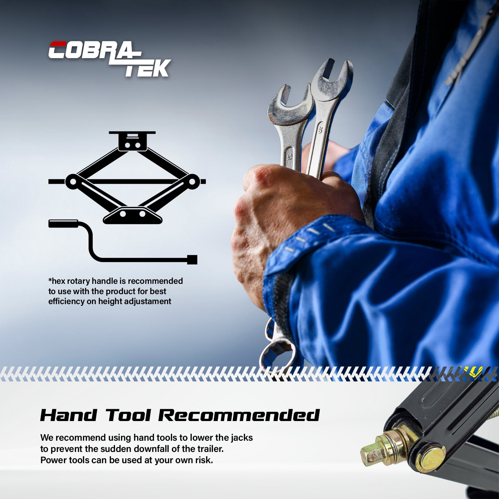 Cobra-Tek CBK-1124-PBK Universal Rv Camper Travel Trailer Stabilizer Leveling Scissor Jack, Bolt-On Or Weld-On, 2500 Lbs Load Capacity, 24" Inch Height
