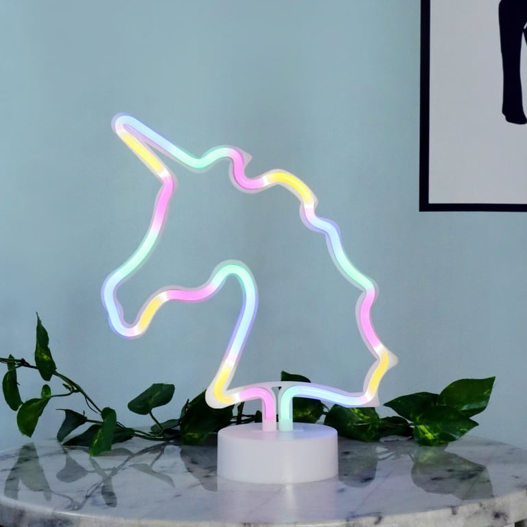 EZ Illuminations Colorful LED Neon-Style Unicorn Light with Timer