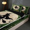 thumbnail image 3 of Homewish Halloween Witch Zipper Queen Comforter Set with Fitted Sheet and 2 Pillowcases, Vintage Castle Zipper Bedding Set, Olive Green, Black Reversible, 3 of 7