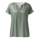 thumbnail image 4 of Tops Fiudx para Mujer Manga Corta Estampado Estilo Étnico Retro Cuello En V, 4 of 4