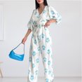 thumbnail image 3 of Traje informal de 2 piezas con mangas abullonadas y pierna ancha para mujer pantalones superiores elegantes atuendo diario FLhrweasw Nuevo, 3 of 9