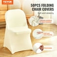 thumbnail image 2 of VEVOR Stretch Spandex Folding Chair Covers, Universal Fitted Chair Cover, Removable Washable Protective Slipcovers, for Wedding, Holiday, Banquet, Party, Celebration, Dining (50PCS Beige), 2 of 9