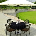 thumbnail image 4 of LUSHVIDA 100% Waterproof PVC Outdoor/Indoor Tablecloth with Umbrella Hole and Zipper-Black, 60 inch Round Vinyl Tablecloth for Patio/Garden/BBQ, 4 of 8