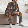 thumbnail image 7 of Naloa Autumn Leaves Men’s Pajamas Set - Long Sleeve Button Down Sleep Shirt and Pajama Bottoms Sleepwear Set-X-Large, 7 of 7