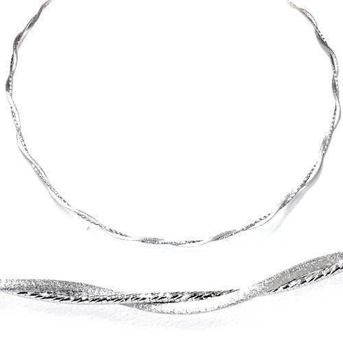 14K White Gold Womens Sparkly Twist Necklace 16" Italian Gold