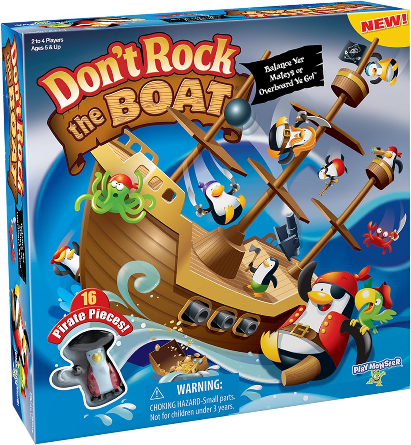 PlayMonster Don’t Rock the Boat Board Game - Kids Games, Games for Kids and Adults, Board Games for Family Night, Multi-Player Board Games, Ages 5+