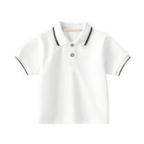 Tiijoy Boys Cotton Short Sleeve Polo Shirt Casual Versatile Shirt Undershirt, Sizes 12-18M