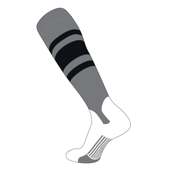 TCK Baseball Knee High Stirrup Socks (C, 5in) Dk Grey, Black - Medium