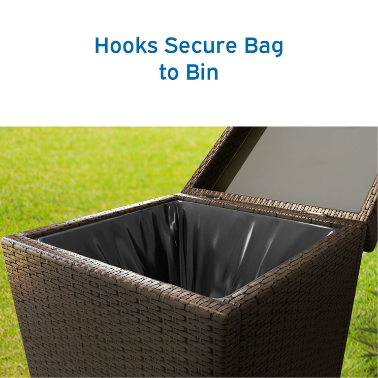 ROJIK Outdoor Trash Can With Lid & Tray — 33-Gallon Waterproof Resin Garbage Bin For Porch, Garden, Office (Black)