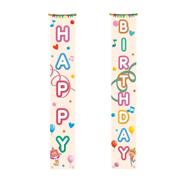 Matsuzay 1 par de Navidad Año Nuevo Feliz cumpleaños puerta pareado decoración bandera adorno de fiesta suministro decorativo para el hogar y la Kits de decoración para fiestas Blanco Matsuzay HA069200-02